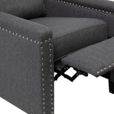 Carson Transitional Style Push Back Recliner Chair - Pillow Back Recliner - Gray Fabric Upholstery - Accent Nail Trim