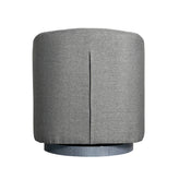 Landon Club Style Commercial Barrel Accent Armchair with 360 Degree Swivel Metal Base and Sloped Armrests in Dark Gray Fabric Upholstery