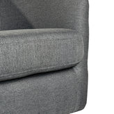 Landon Club Style Commercial Barrel Accent Armchair with 360 Degree Swivel Metal Base and Sloped Armrests in Dark Gray Fabric Upholstery