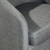 Landon Club Style Commercial Barrel Accent Armchair with 360 Degree Swivel Metal Base and Sloped Armrests in Dark Gray Fabric Upholstery