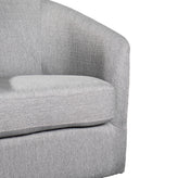 Landon Club Style Commercial Barrel Accent Armchair with 360 Degree Swivel Metal Base and Sloped Armrests in Light Gray Fabric Upholstery