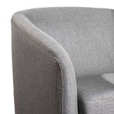 Landon Club Style Commercial Barrel Accent Armchair with 360 Degree Swivel Metal Base and Sloped Armrests in Light Gray Fabric Upholstery