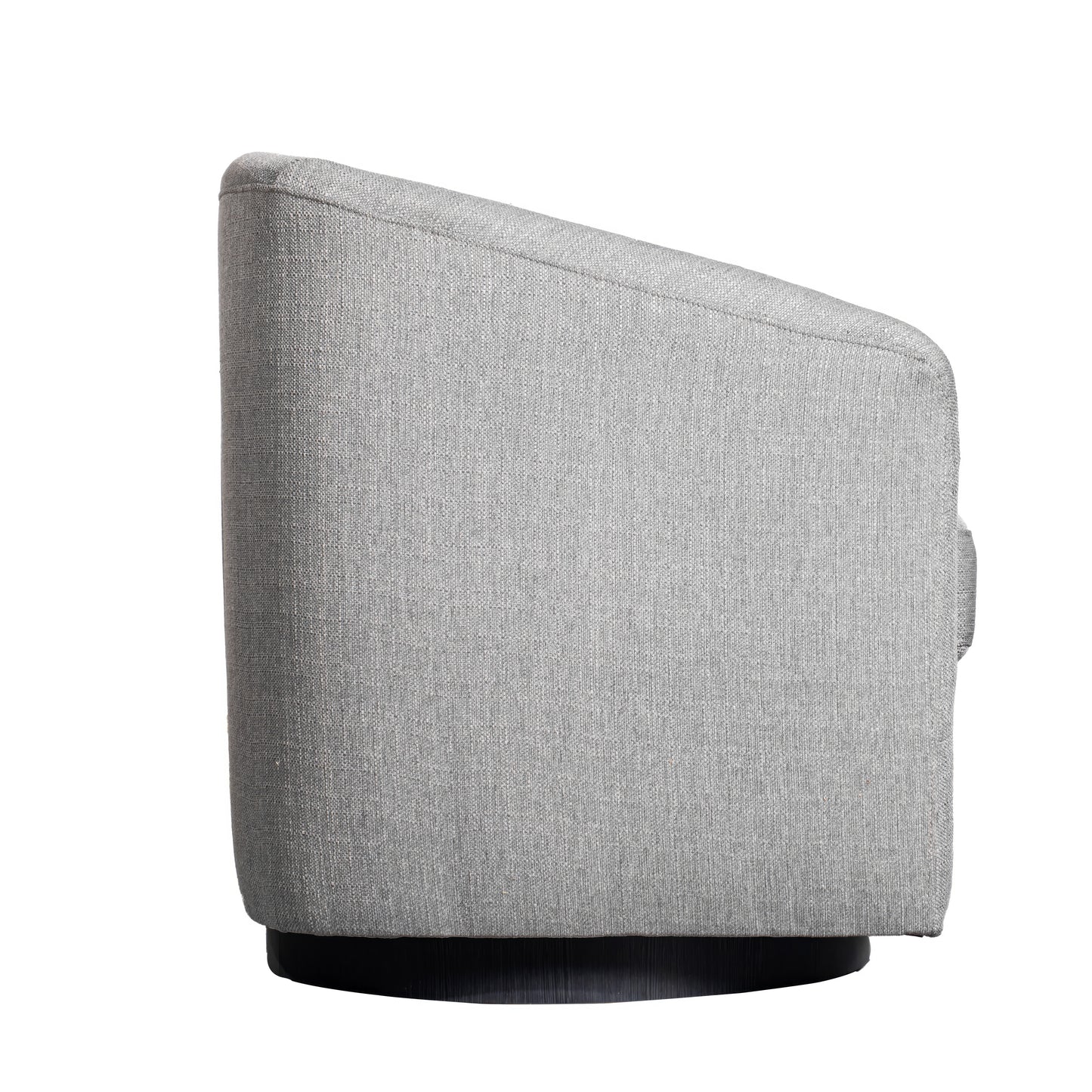 Landon Club Style Commercial Barrel Accent Armchair with 360 Degree Swivel Metal Base and Sloped Armrests in Light Gray Fabric Upholstery