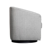 Landon Club Style Commercial Barrel Accent Armchair with 360 Degree Swivel Metal Base and Sloped Armrests in Light Gray Fabric Upholstery