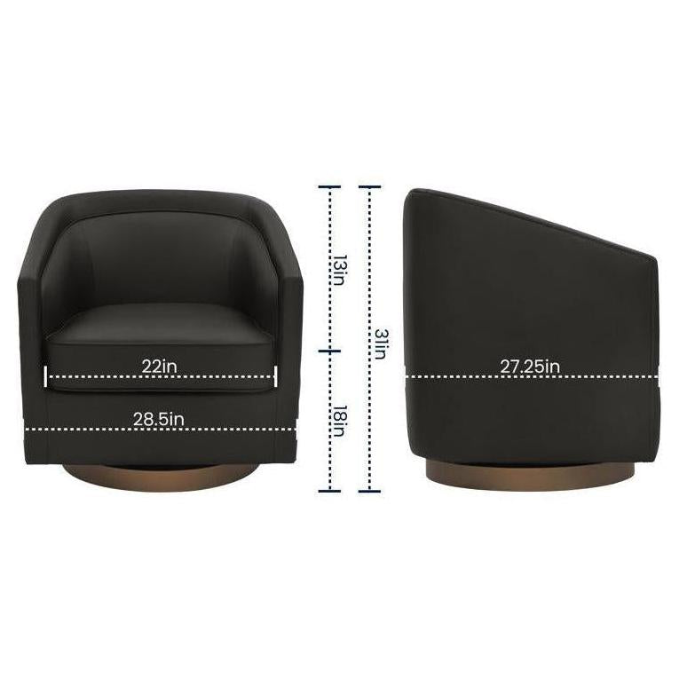 Dean Club Style Commercial Barrel Accent Swivel Armchair in LeatherSoft Upholstery