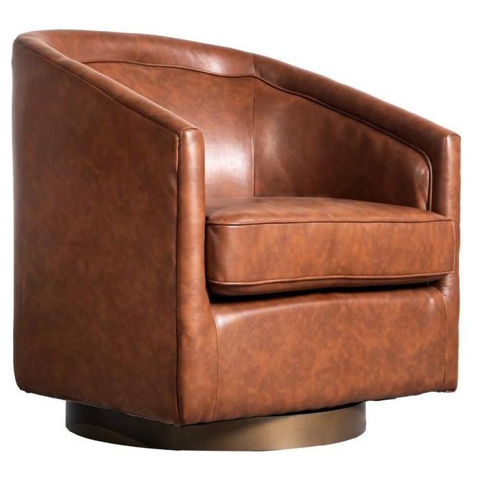 Dean Club Style Commercial Barrel Accent Swivel Armchair in LeatherSoft Upholstery