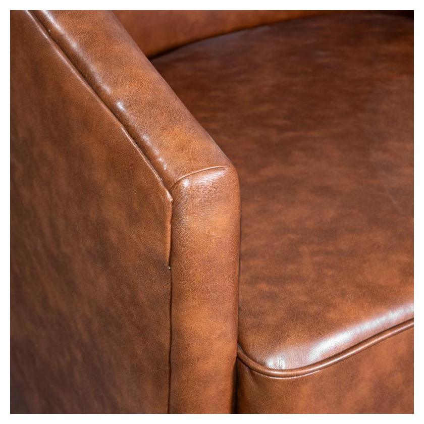 Dean Club Style Commercial Barrel Accent Swivel Armchair in LeatherSoft Upholstery