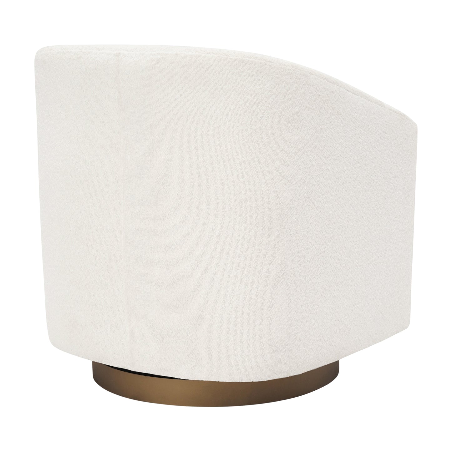 Dean Club Style Commercial Barrel Accent Armchair with 360 Degree Swivel Metal Base and Sloped Armrests in Cream Boucle Upholstery