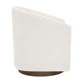 Dean Club Style Commercial Barrel Accent Armchair with 360 Degree Swivel Metal Base and Sloped Armrests in Cream Boucle Upholstery
