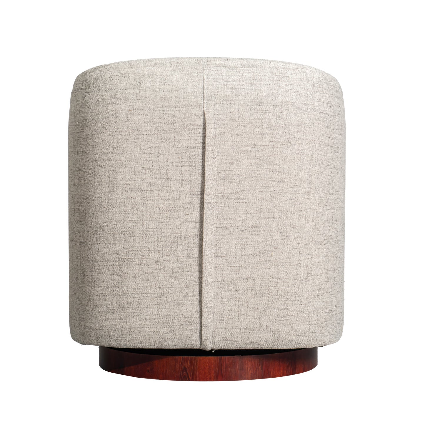 Dean Club Style Commercial Barrel Accent Armchair with 360 Degree Swivel Metal Base and Sloped Armrests in Cream Fabric Upholstery