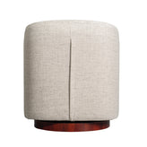 Dean Club Style Commercial Barrel Accent Armchair with 360 Degree Swivel Metal Base and Sloped Armrests in Cream Fabric Upholstery