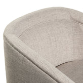 Dean Club Style Commercial Barrel Accent Armchair with 360 Degree Swivel Metal Base and Sloped Armrests in Cream Fabric Upholstery