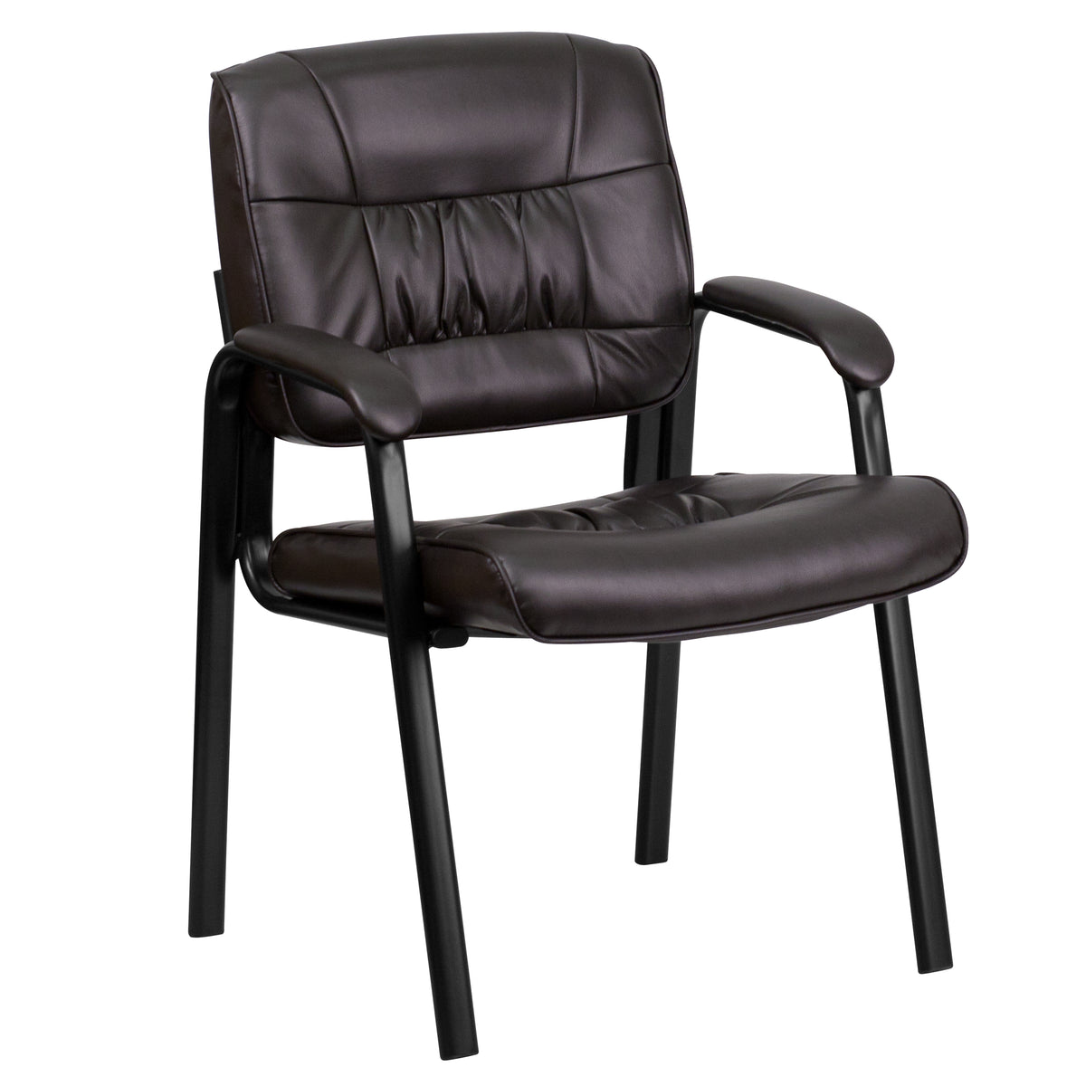 Haeger Brown LeatherSoft Executive Side Reception Chair with Black Metal Frame