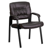 Haeger Brown LeatherSoft Executive Side Reception Chair with Black Metal Frame