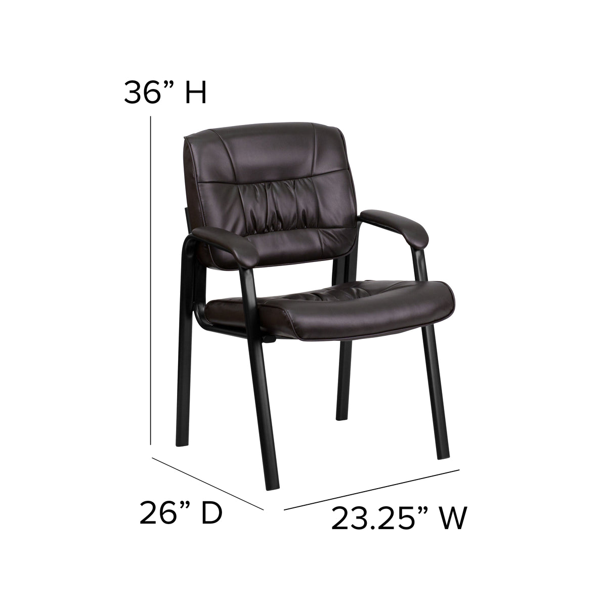 Haeger Brown LeatherSoft Executive Side Reception Chair with Black Metal Frame