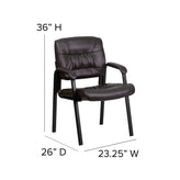 Haeger Brown LeatherSoft Executive Side Reception Chair with Black Metal Frame