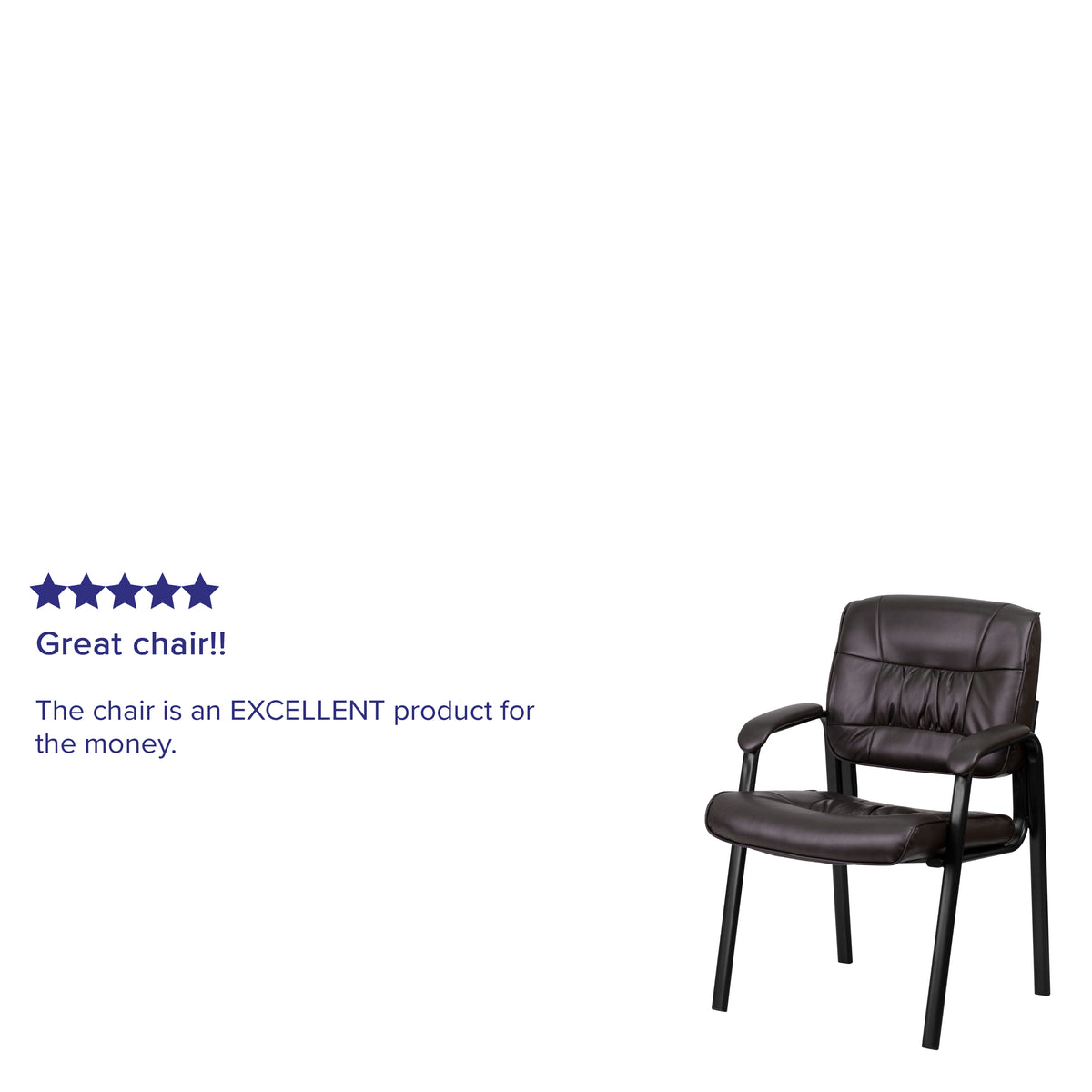 Haeger Brown LeatherSoft Executive Side Reception Chair with Black Metal Frame