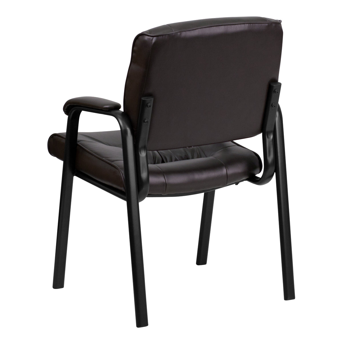 Haeger Brown LeatherSoft Executive Side Reception Chair with Black Metal Frame