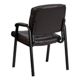 Haeger Brown LeatherSoft Executive Side Reception Chair with Black Metal Frame