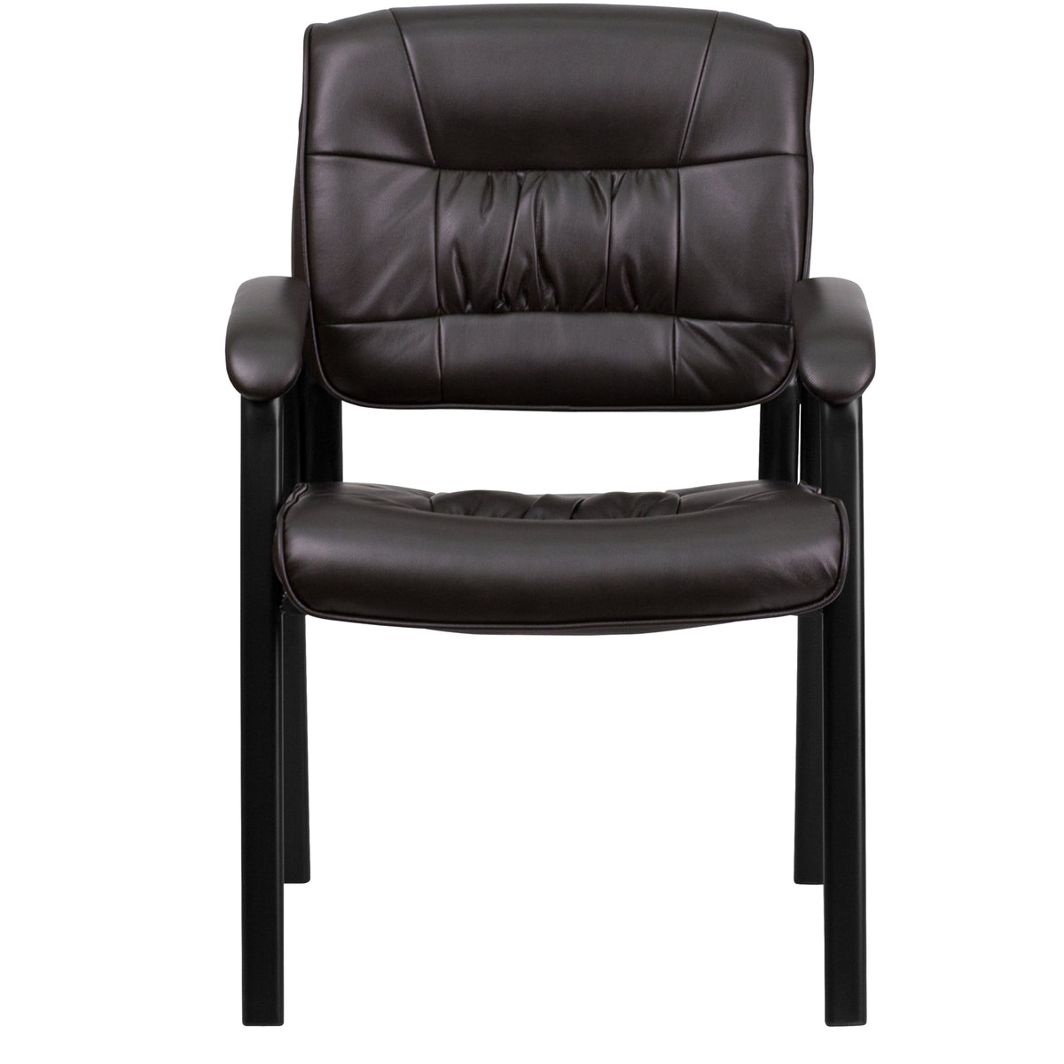 Haeger Brown LeatherSoft Executive Side Reception Chair with Black Metal Frame
