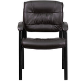 Haeger Brown LeatherSoft Executive Side Reception Chair with Black Metal Frame
