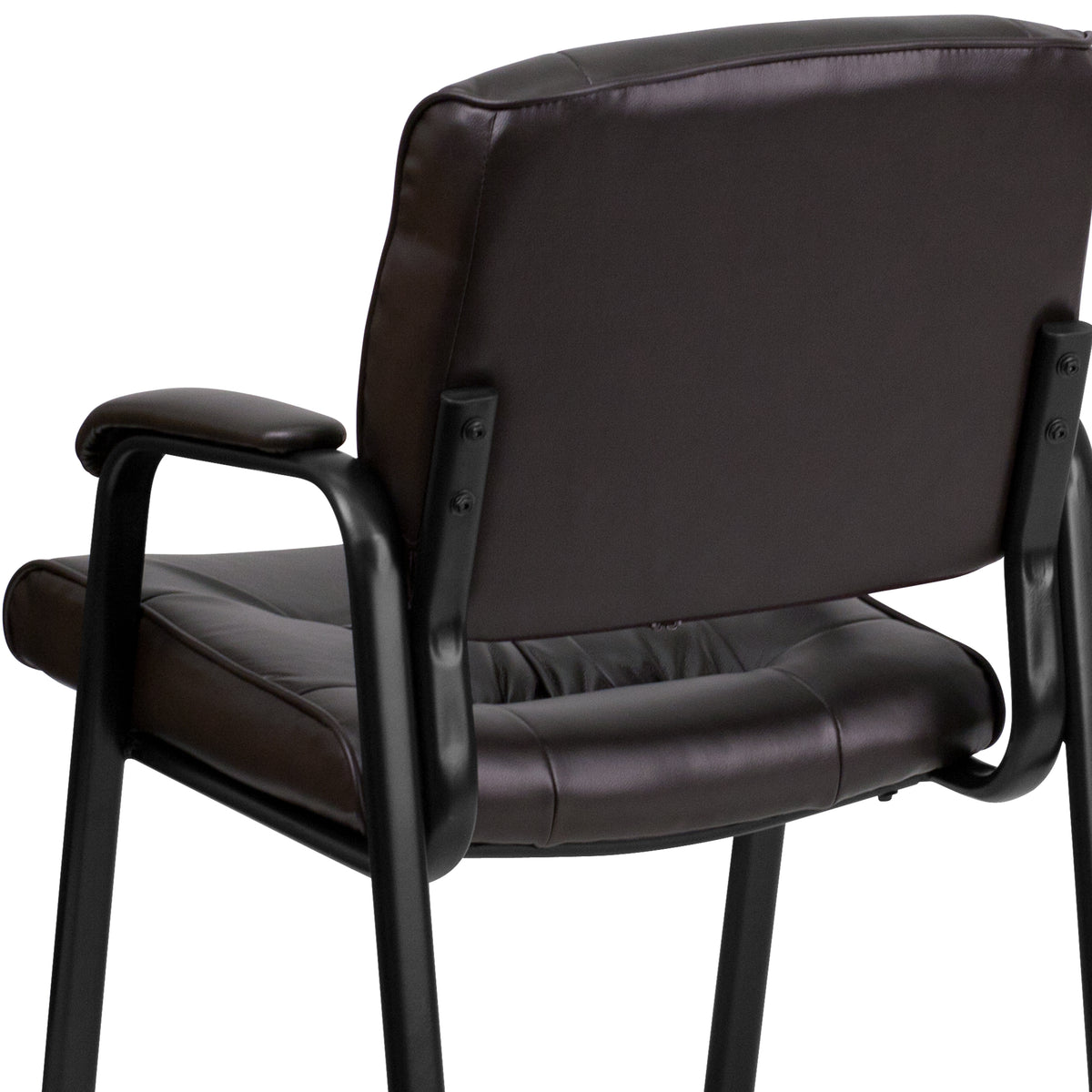 Haeger Brown LeatherSoft Executive Side Reception Chair with Black Metal Frame