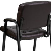 Haeger Brown LeatherSoft Executive Side Reception Chair with Black Metal Frame