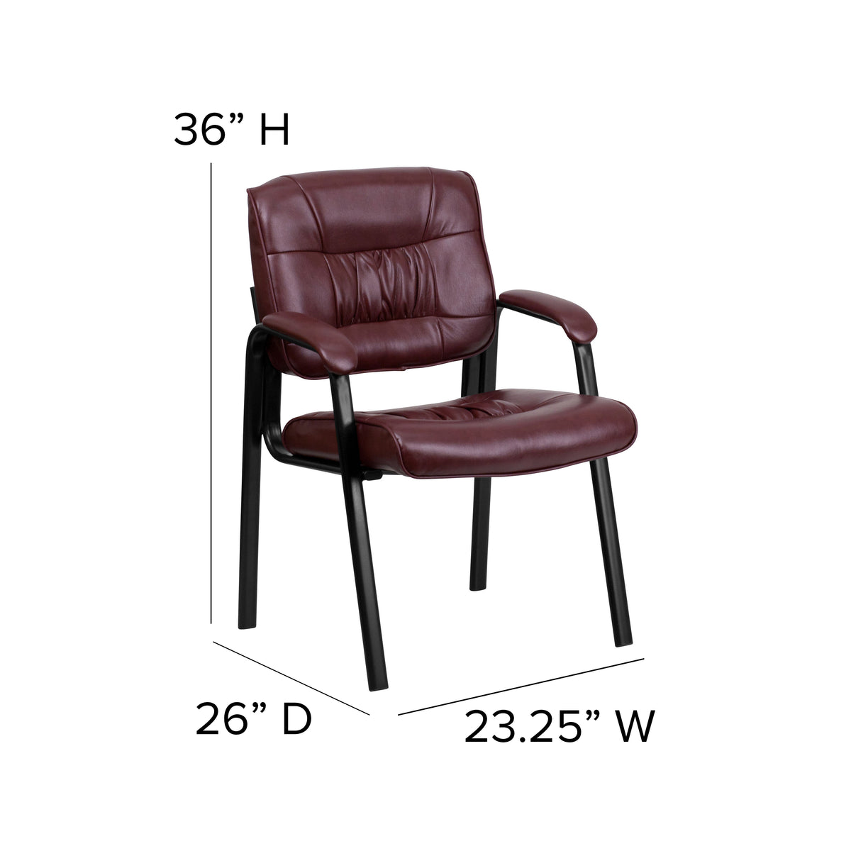 Haeger Burgundy LeatherSoft Executive Side Reception Chair with Black Metal Frame