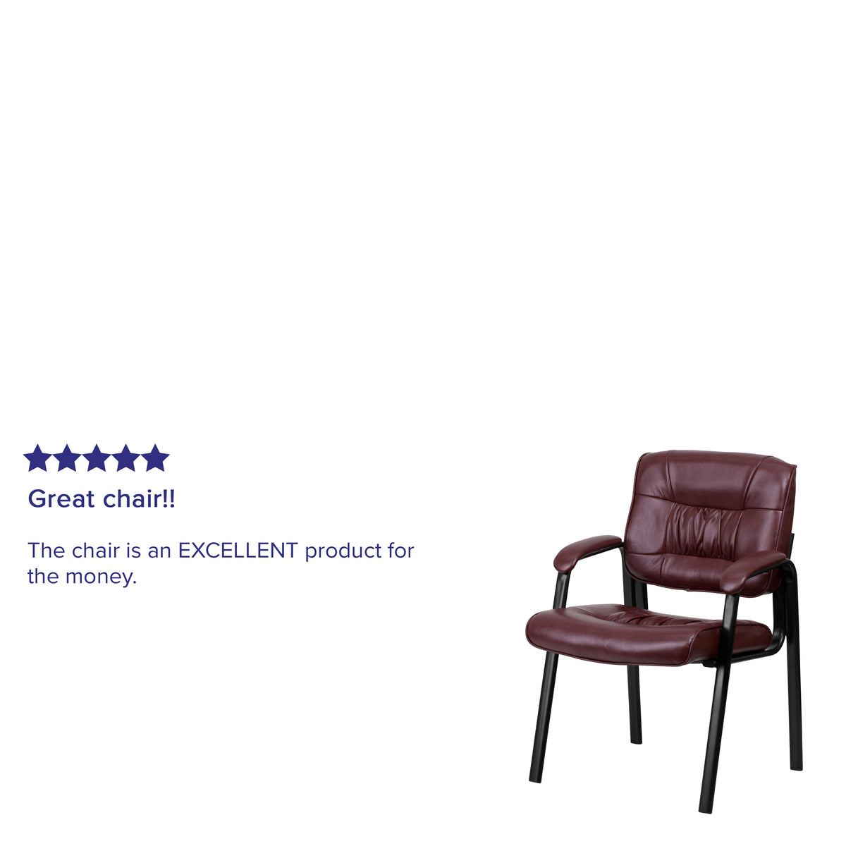 Haeger Burgundy LeatherSoft Executive Side Reception Chair with Black Metal Frame
