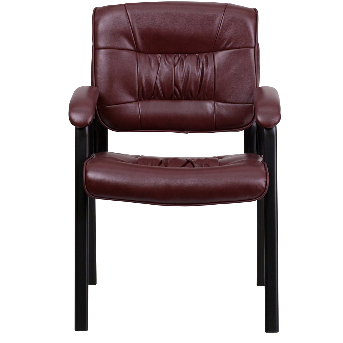 Haeger Burgundy LeatherSoft Executive Side Reception Chair with Black Metal Frame
