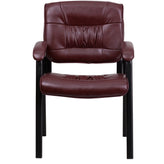 Haeger Burgundy LeatherSoft Executive Side Reception Chair with Black Metal Frame