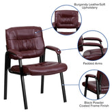 Haeger Burgundy LeatherSoft Executive Side Reception Chair with Black Metal Frame