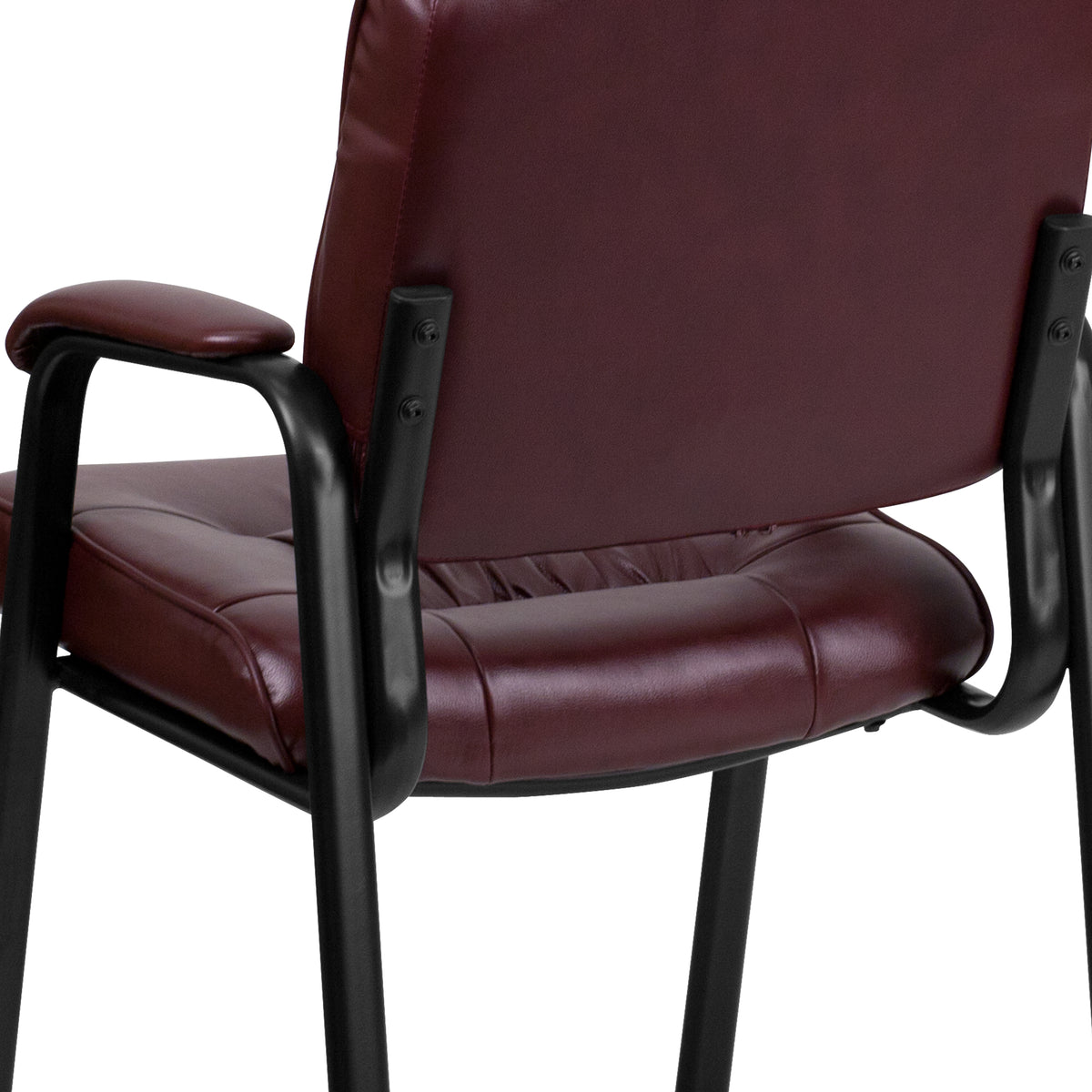 Haeger Burgundy LeatherSoft Executive Side Reception Chair with Black Metal Frame