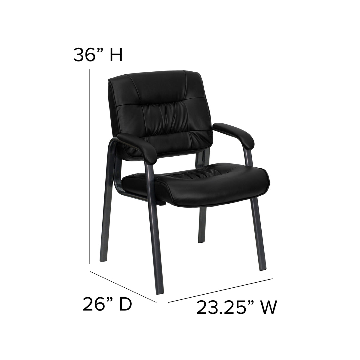 Haeger Black LeatherSoft Executive Side Reception Chair with Black Metal Frame