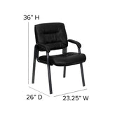 Haeger Black LeatherSoft Executive Side Reception Chair with Black Metal Frame
