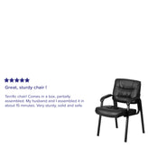 Haeger Black LeatherSoft Executive Side Reception Chair with Black Metal Frame