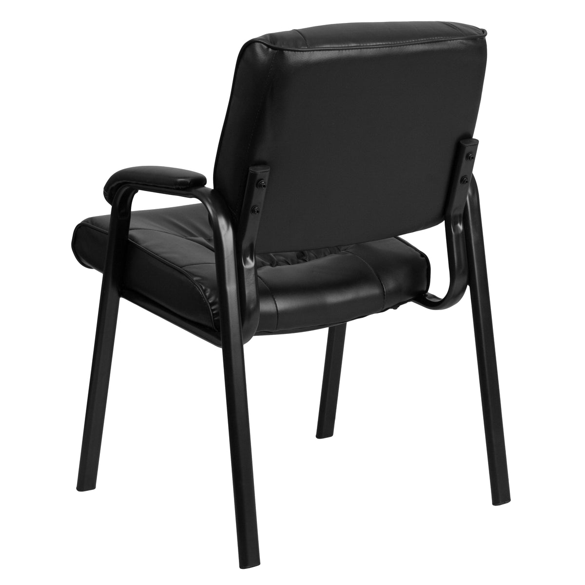Haeger Black LeatherSoft Executive Side Reception Chair with Black Metal Frame