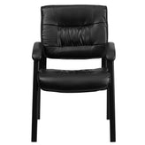 Haeger Black LeatherSoft Executive Side Reception Chair with Black Metal Frame