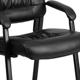 Haeger Black LeatherSoft Executive Side Reception Chair with Black Metal Frame