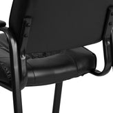 Haeger Black LeatherSoft Executive Side Reception Chair with Black Metal Frame
