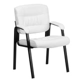 Haeger White LeatherSoft Executive Side Reception Chair with Black Metal Frame