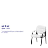 Haeger White LeatherSoft Executive Side Reception Chair with Black Metal Frame