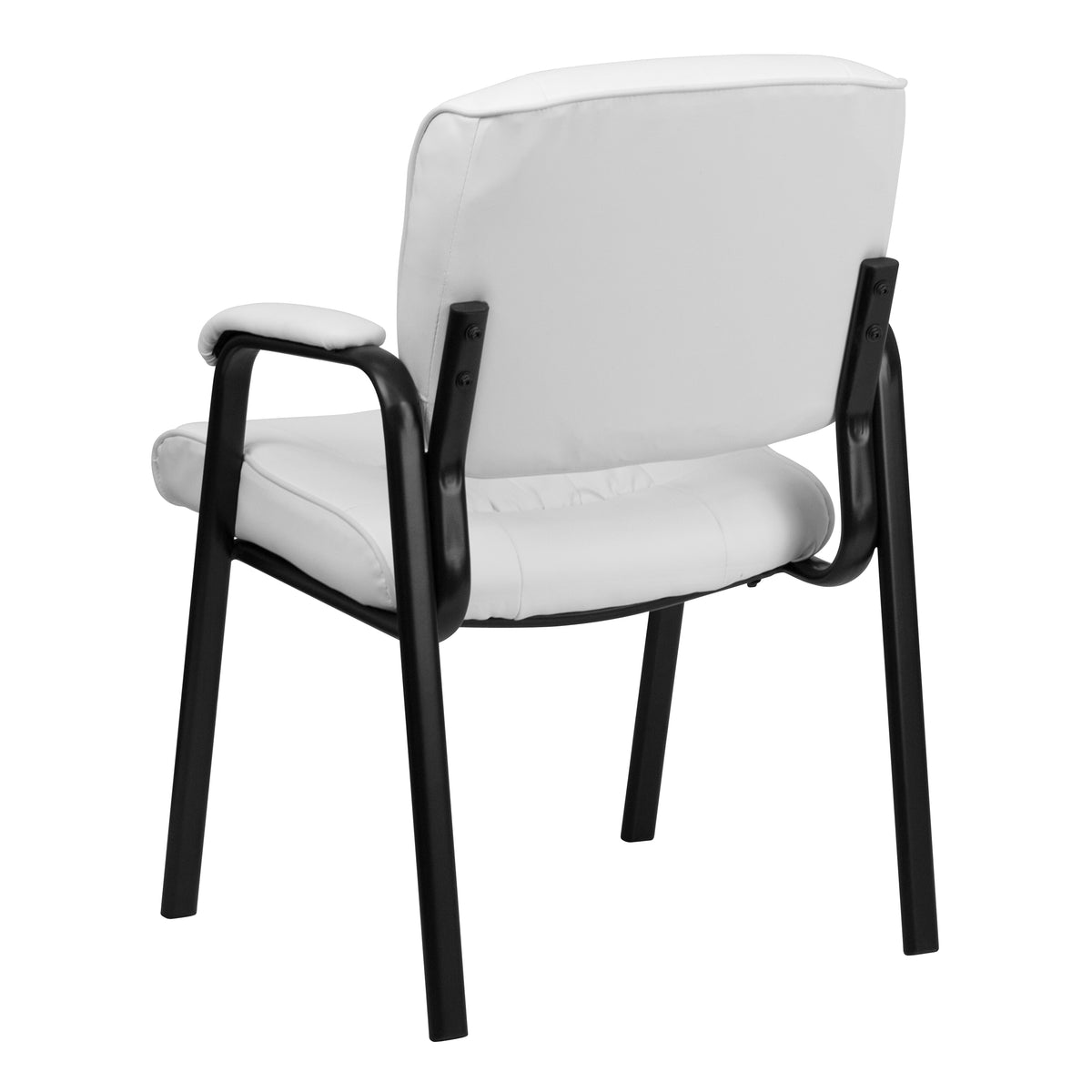 Haeger White LeatherSoft Executive Side Reception Chair with Black Metal Frame