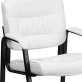 Haeger White LeatherSoft Executive Side Reception Chair with Black Metal Frame