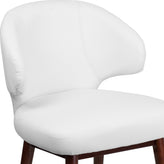 Comfort Back Series White LeatherSoft Side Reception Chair with Walnut Legs