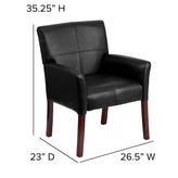 Taylor Black LeatherSoft Executive Side Reception Chair with Mahogany Legs