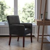 Taylor Black LeatherSoft Executive Side Reception Chair with Mahogany Legs