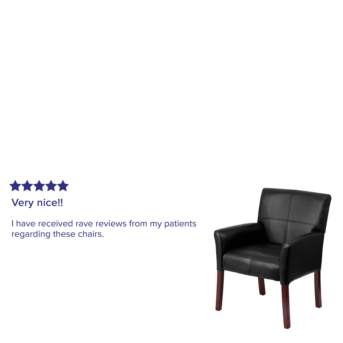 Taylor Black LeatherSoft Executive Side Reception Chair with Mahogany Legs