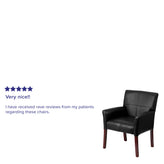 Taylor Black LeatherSoft Executive Side Reception Chair with Mahogany Legs