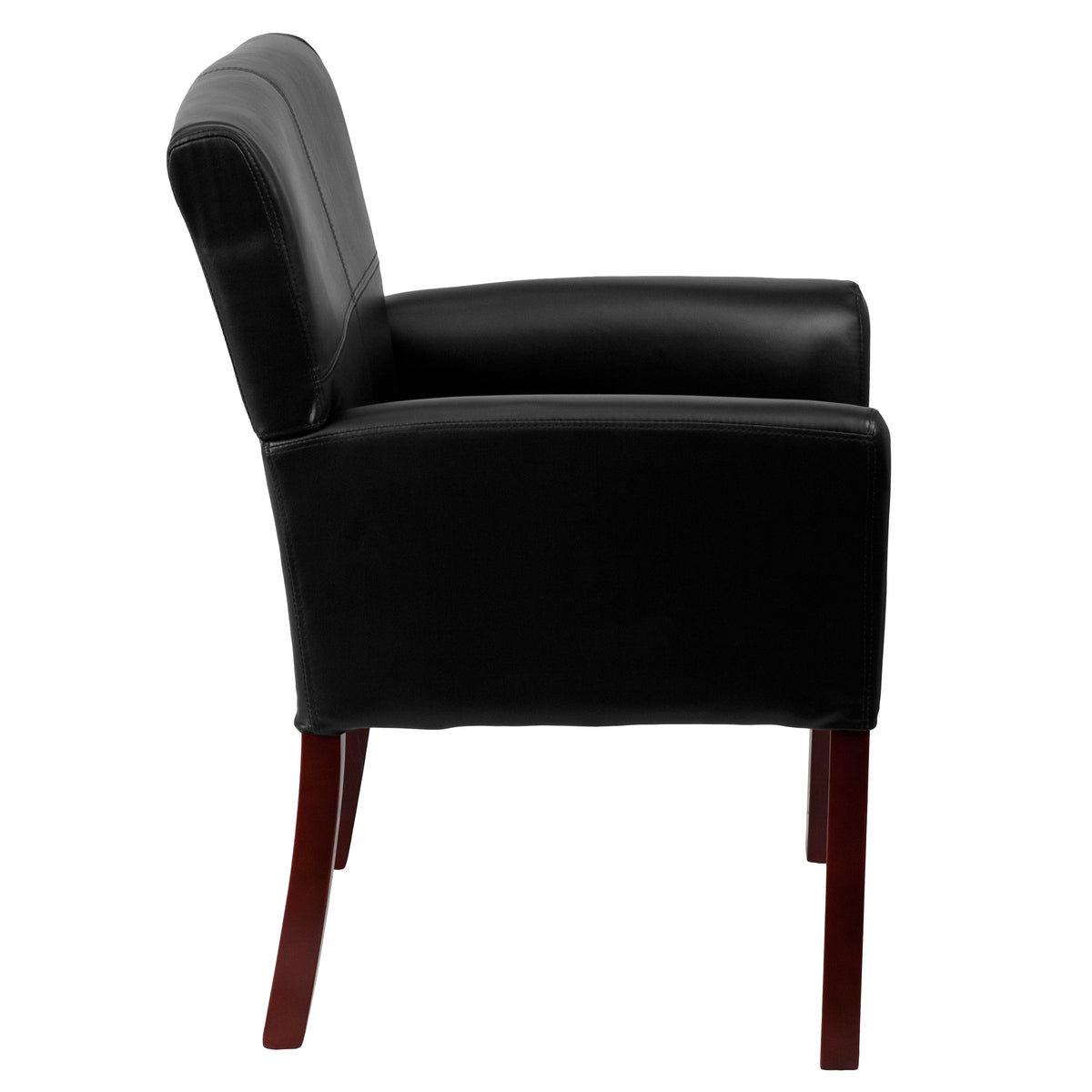 Taylor Black LeatherSoft Executive Side Reception Chair with Mahogany Legs